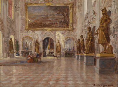 The Great Hall in Schleissheim Palace, with One of the Two Colossal Paintings by Franz Joachim Beich by Lajos Bruck